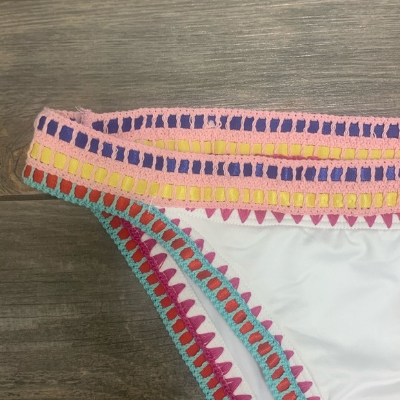 NWT Bar III Weave It Cheeky Bikini Swimsuit Bottoms Large or XL White Embroidery - Picture 9 of 9